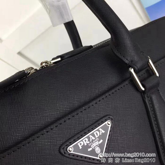 普拉達PRADA原單 0366黑色原單皮PRADA 爆款男士商務手提包 PHY1617
